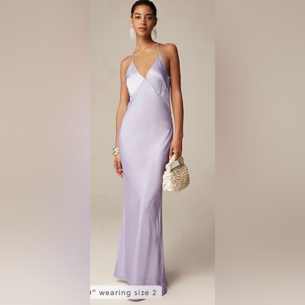 Anna October X J.Crew V-neck slip dress in luster crepe dewdrop lilac